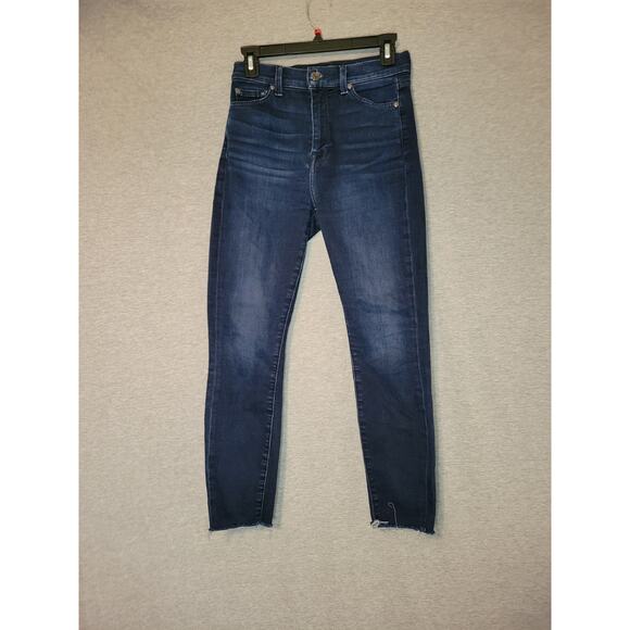 Women's 7 For All Mankind Dark High Waist Ankle Skinny Denim Jeans 27 Waist - Picture 1 of 6
